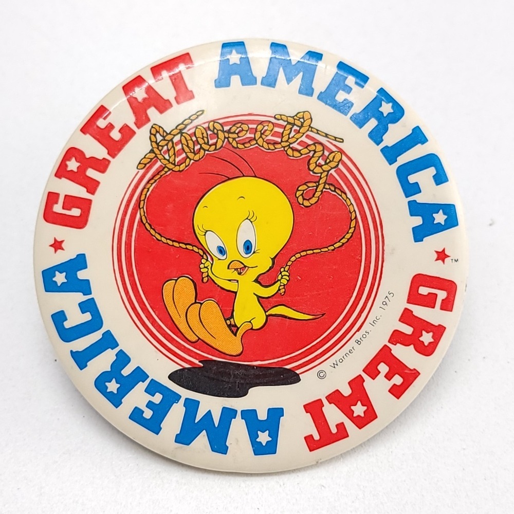 Tweety Bird Great America 3" ‎ Pinback Button Pin Looney Tunes